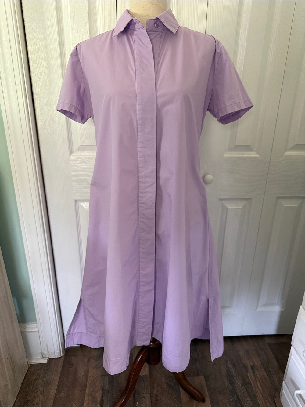 caryn lawn Lavender Relaxed Midi Shirt Dress Sz M